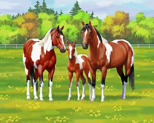 Ranch And Horses Animals Art Paint by number