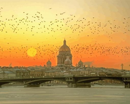St Petersburg Russia Sunset paint by number