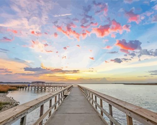 Sunset Over Kiawah Island SC paint by number