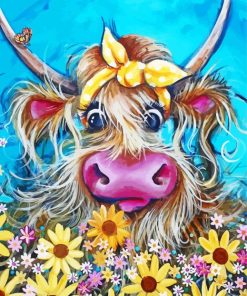 The Floral Cow paint by number