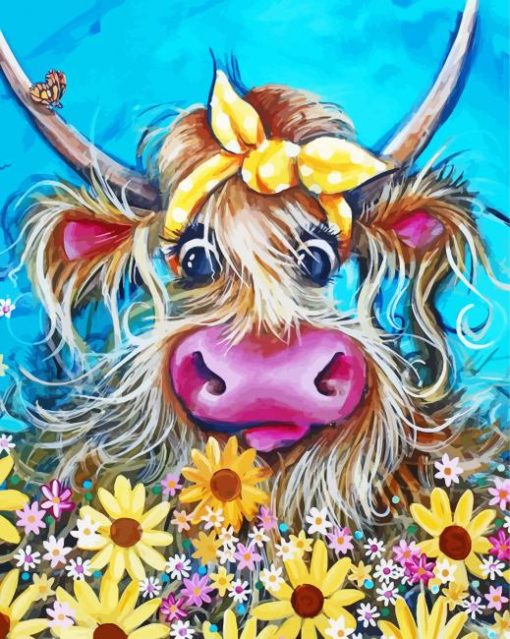 The Floral Cow paint by number