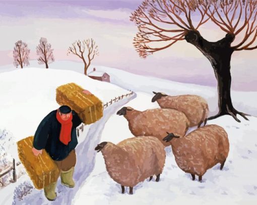 The Sheep In Snow paint by number