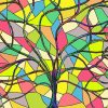 The Stained Glass Colorful Tree paint by number
