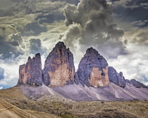 Tre Cime Di Lavaredo Mountain Range paint by number