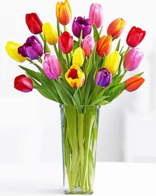 Tulip Colorful Flower Vase paint by number