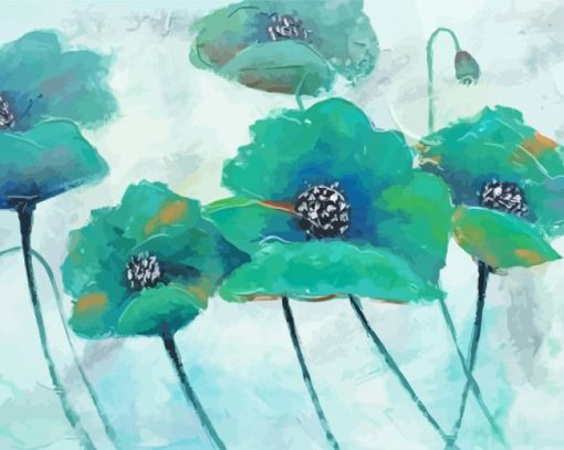 Turquoise Flowers Art paint by number