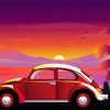VW Car Sunset Illustration Paint by number