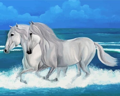 White Horses On The Beach paint by number