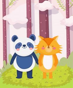 Aesthetic Panda And Fox Art paint by number