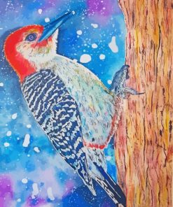 Aesthetic Red Bellied Woodpecker Art paint by number