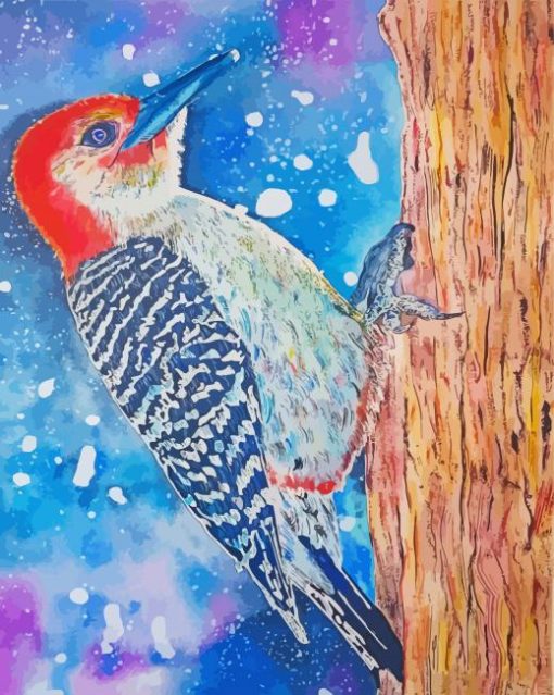 Aesthetic Red Bellied Woodpecker Art paint by number