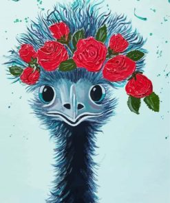Bird Ostrich And Flowers paint by number