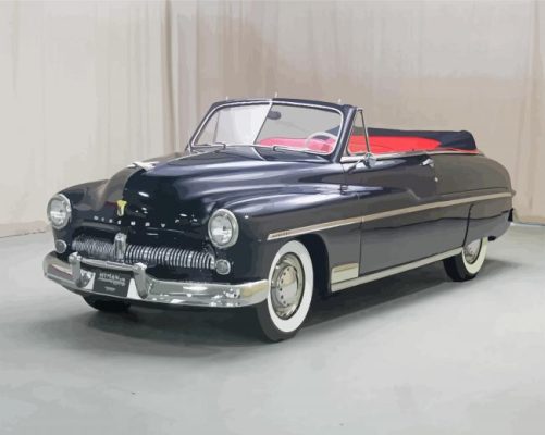 Black Old Mercury Convertible paint by number