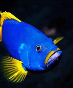 Blue Yellow Grouper Fish paint by number