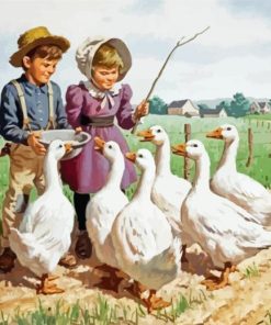 Boy And Girl And Ducks paint by number