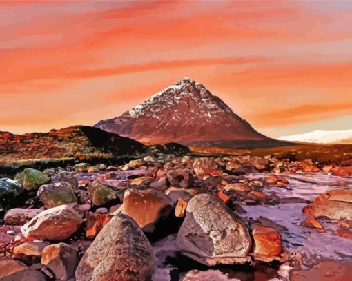 Buachaille Etive Mor Sunset paint by number
