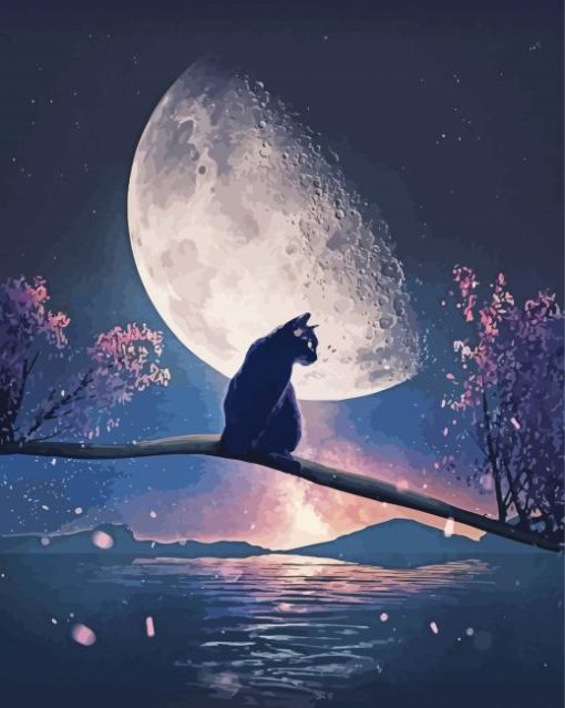 Cat And Moon paint by number
