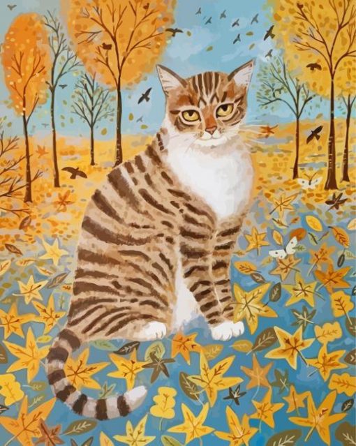 Cat In Autumn paint by number