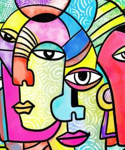 Colorful Faces Abstract Picasso Paint by number