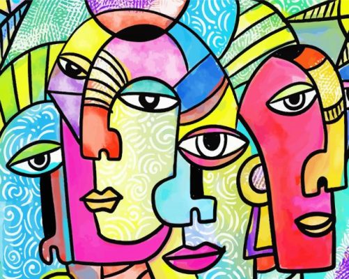 Colorful Faces Abstract Picasso Paint by number