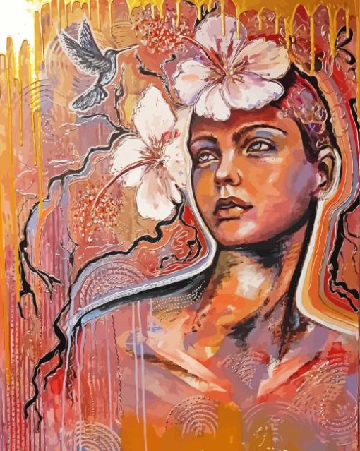 Flowering Woman Head Elena Kraft paint by number