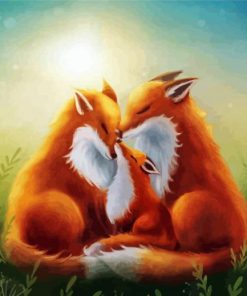 Lovely Fox Family paint by number