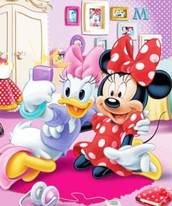 Minnie Mouse And Daisy Taking Selfie paint by number