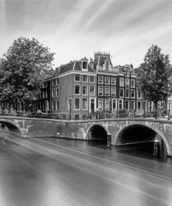 Monochrome Keizersgracht Amsterdam paint by number