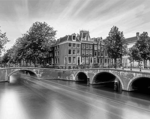Monochrome Keizersgracht Amsterdam paint by number