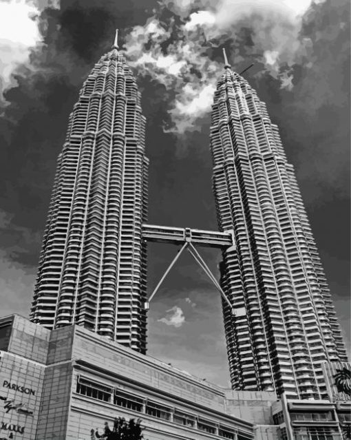 Monochrome Twin Tower Paint by number