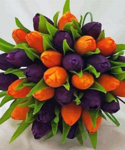 Orange And Purple Tulips Bouquet paint by number