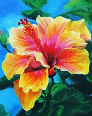 Orange Hibiscus Plant Art paint by number