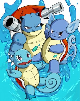 Pokemon Squirtle Evolution Wartortle paint by number