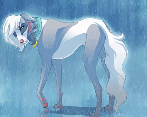 Saluki Under Rain Art paint by number