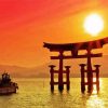 Sunset View Of Torii Gate paint by number
