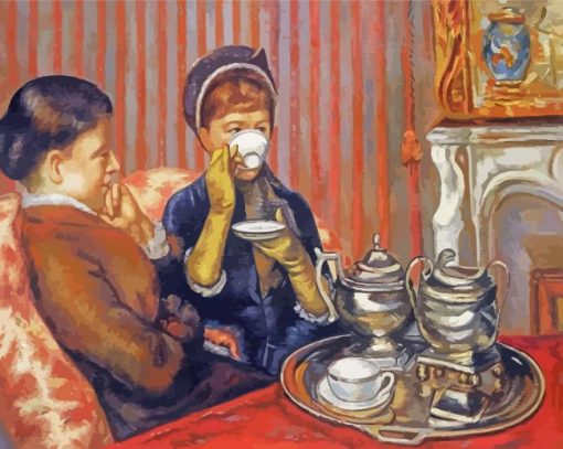 Vintage Women Drinking Tea Paint by number