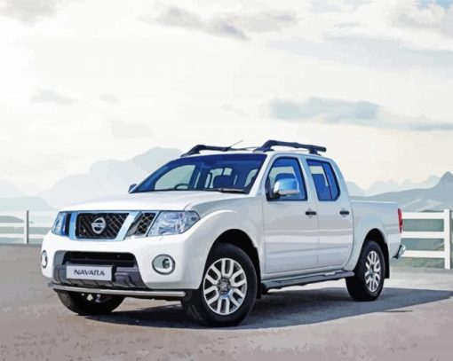 White Nissan Navara D40 Paint by number