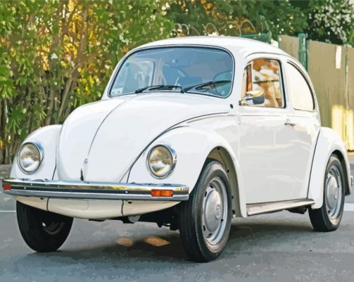 White Volkswagen Bug paint by number