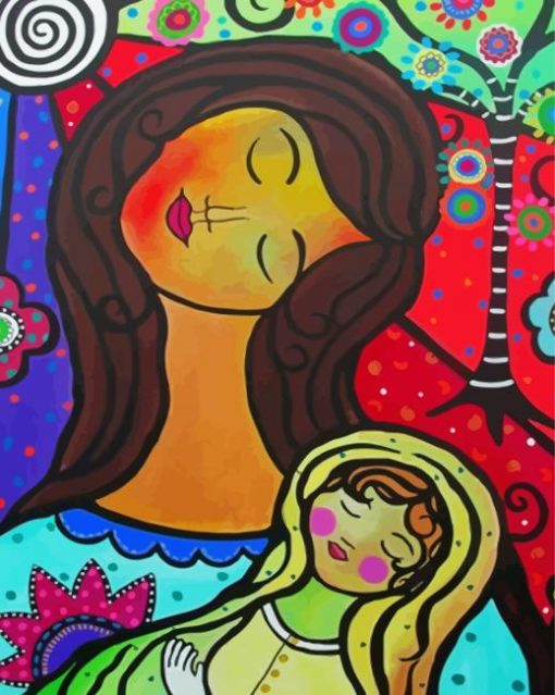 Abstract Mother And Child paint by number