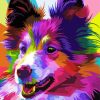 Colorful Border Collie Pop Art paint by number