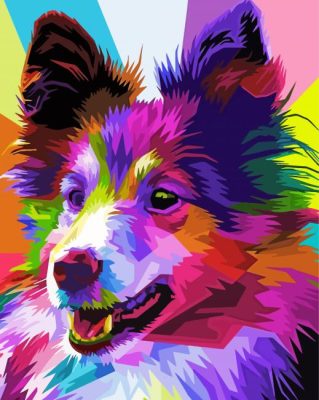 Colorful Border Collie Pop Art paint by number