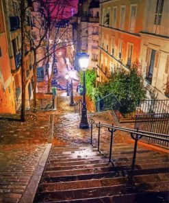 Montmartre Paris At Night paint by number