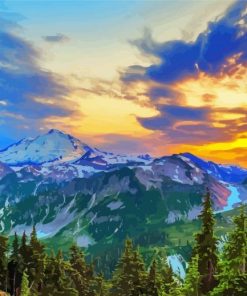 North Cascades At Sunset paint by number