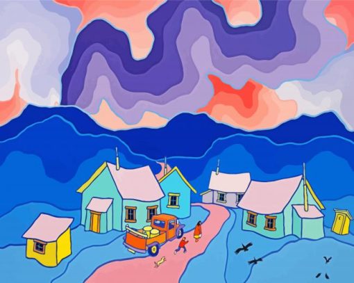 Quiet Village By Ted Harrison paint by number