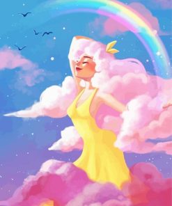 Rainbow Cloud Girl paint by number