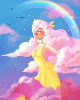 Rainbow Cloud Girl paint by number