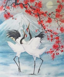 Red Crowned Crane Birds paint by number