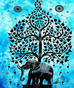 Blue Elephant Tree Of Life paint by number