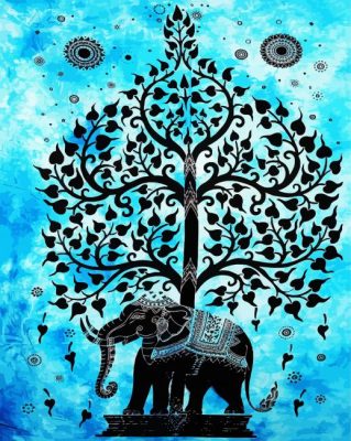 Blue Elephant Tree Of Life paint by number