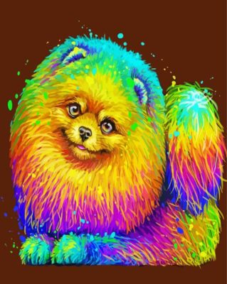 Rainbow Colorful Pomeranian Paint by number